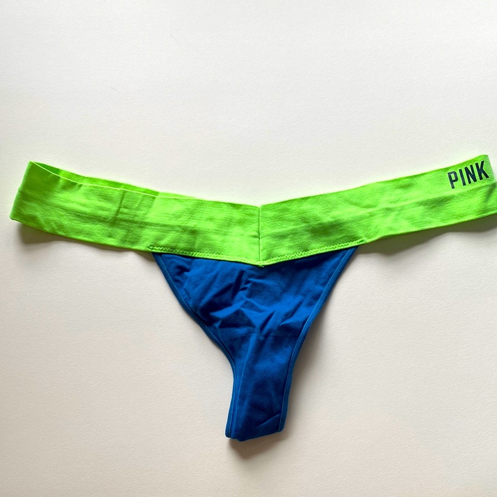 Victoria’s Secret PINK neon green and Aqua blue thong